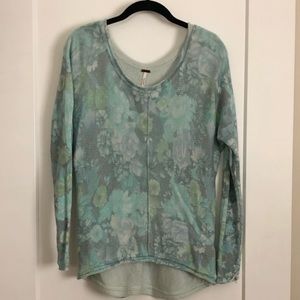 Free People Blue Flower Patterned Sweater